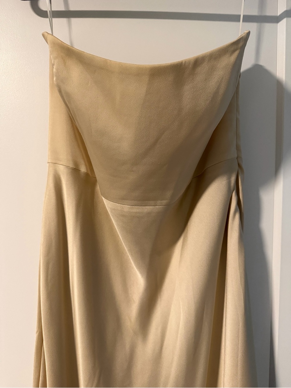 Strapless Satin Slip Dress in Beige - Park & Fifth